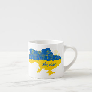 Tasse Expresso Carte de l'Ukraine avec tournesol et drapeau ukrai
