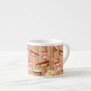 Tasse Expresso Carte vintage avec un dessert de fraise
