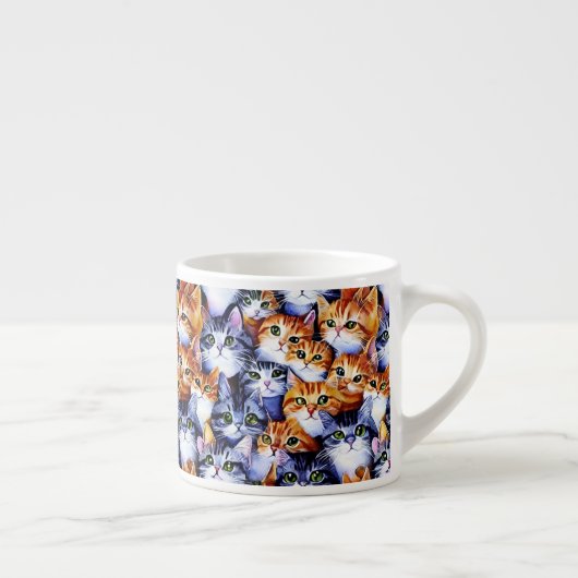 Tasse Expresso Cat faces collage animal chaton nom motif d'impres (Droite)