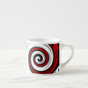 Tasse Expresso Cercle liquide torse moderne noir rouge blanc coul