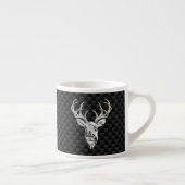 Tasse Expresso Cerf en argent élégant sur impression carbone (Droite)