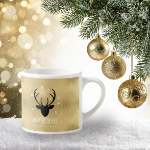 Tasse Expresso Cerfs Antlers Silhouette & Flakes Gold ID861