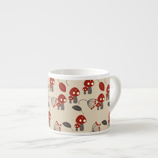 Tasse Expresso Champignons Bois Rouge Beige (Devant droit)