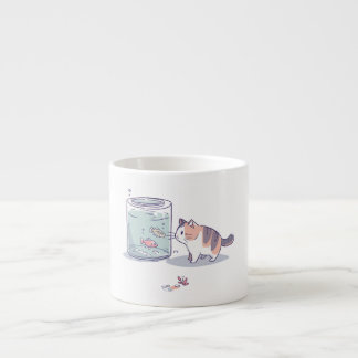 Tasse Expresso Chat avec réservoir de poisson - Curieux chat obse