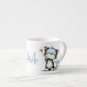 Tasse Expresso Chat bleu « Pour toujours et à jamais » Design de