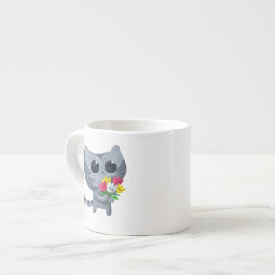 Tasse Expresso Chat et fleurs mignons de Kitty
