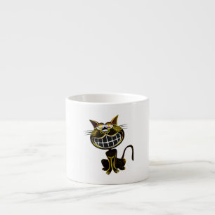 TASSE EXPRESSO CHAT JAUNE ET NOIR CLAIR