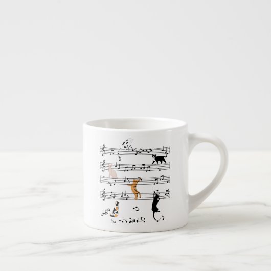 Tasse Expresso Chat Jouer Note Musique, Naughty Cadeau Chat, Chat (Droite)