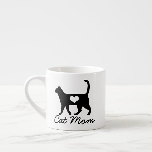Tasse Expresso Chat moderne Silhouette Chat Maman (Gauche)