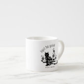 Tasse Expresso Chat noir avec des fleurs et expression portugaise (Devant droit)