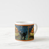 Tasse Expresso Chat noir vintage Halloween Citrouille (Devant droit)