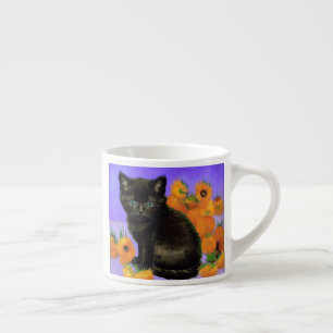 Tasse Expresso Chaton noir de Van Gogh avec Tournesols