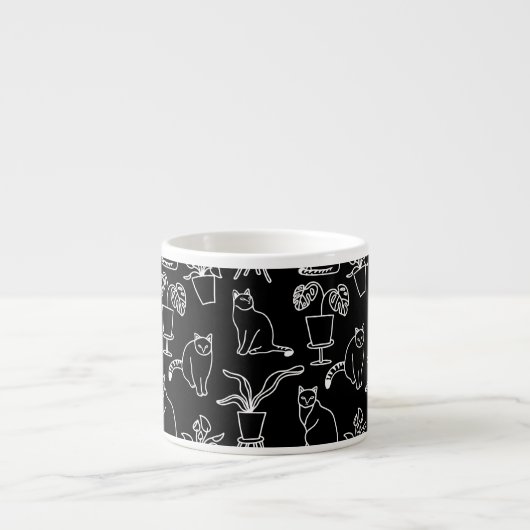 Tasse Expresso Chats blancs en noir (Devant)