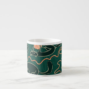 Tasse Expresso Chats Vintages : Doodle Motif transparent