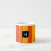 Tasse Expresso Chaud Patiné Orange Rouge rayures Monogramme (Devant)