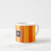 Tasse Expresso Chaud Patiné Orange Rouge rayures Monogramme (Devant droit)