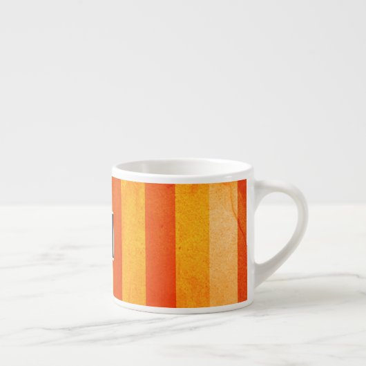 Tasse Expresso Chaud Patiné Orange Rouge rayures Monogramme (Droite)