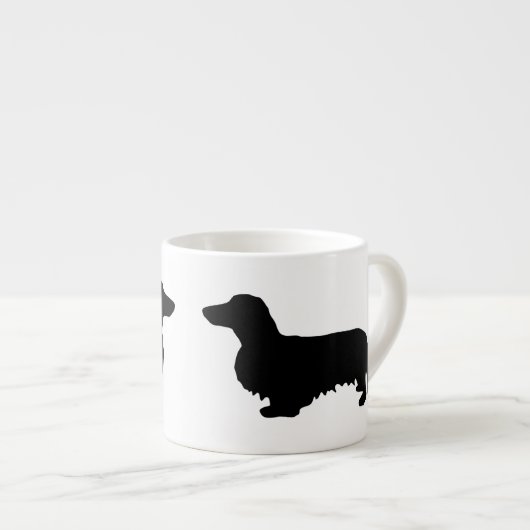 Tasse Expresso Cheveux longs Dachshund - Silhouette 1 (Devant droit)
