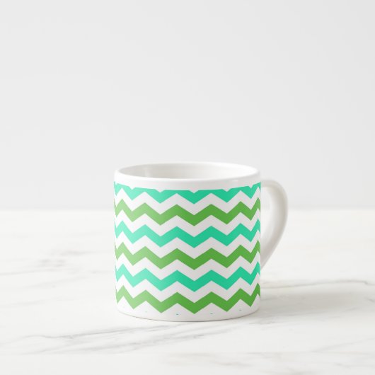 Tasse Expresso Chevron vert frais tendance et moderne (Devant droit)