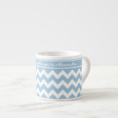 Tasse Expresso Chevrons bleu-clair et blancs (Devant droit)