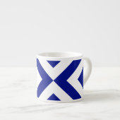 Tasse Expresso Chevrons bleu et blanc (Devant droit)
