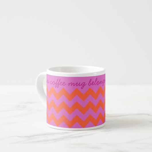 Tasse Expresso Chevrons magenta et orange brillants (Devant gauche)