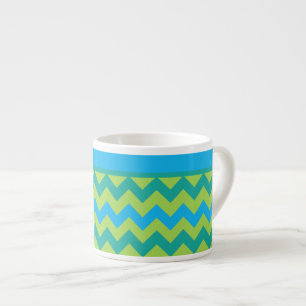 Tasse Expresso Chic Espresso Mug, Turquoise et Green Chevrons