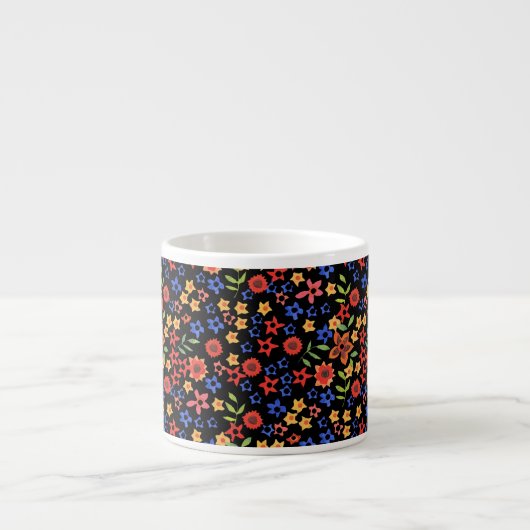 Tasse Expresso Chic Retro Floral Impression personnalisée Espress (Devant)
