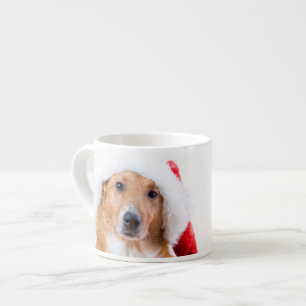 Tasse Expresso Chien de Noël avec l'andouiller et les cadeaux