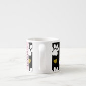 Tasse Expresso Chien Paws, White Paws, Gold Hearts, Votre Nom (Dos)