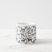 Tasse Expresso Chiens et pattes motif 03.b Blancs BG (Devant)