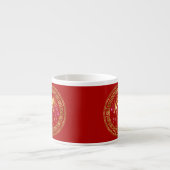 Tasse Expresso Chinois Zodiac Dragon Rouge/Or ID542 (Devant)