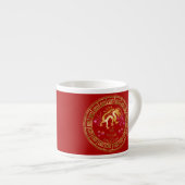 Tasse Expresso Chinois Zodiac Dragon Rouge/Or ID542 (Devant droit)