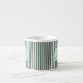 Tasse Expresso Chocolat Brown et pinte vert rayures Monogramme (Devant)