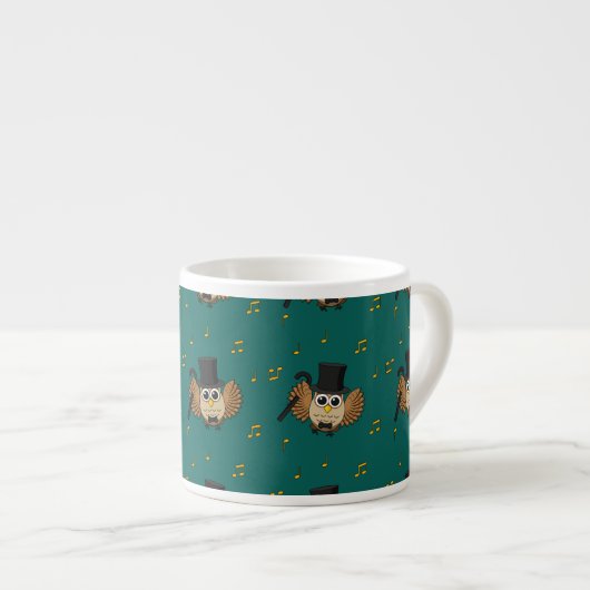 Tasse Expresso Chouette dansante mignonne avec notes musicales De (Devant droit)
