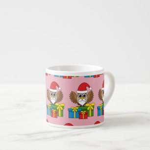 Tasse Expresso Chouette du Père Noël avec présents