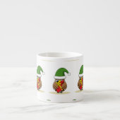 Tasse Expresso Chouette elfe de Noël avec présent (Devant)
