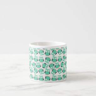 Tasse Expresso Chouettes lunaires turquoises