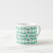 Tasse Expresso Chouettes lunaires turquoises (Devant droit)