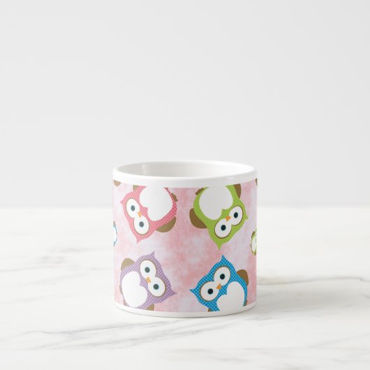 Tasse Expresso Chouettes mignonnes, Chouette Motif, Chouettes col (Devant)