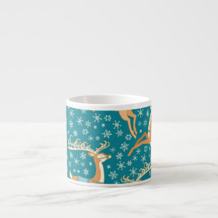 Tasse Expresso Christmas Reindeer : Vintage Motif sans couture.