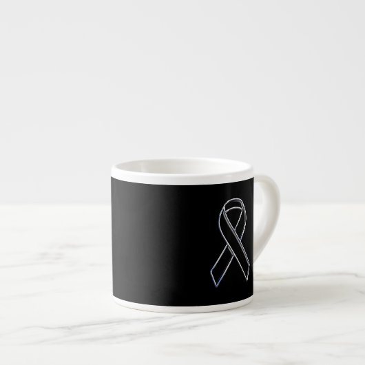 Tasse Expresso Chrome Noir sur le ruban noir (Devant droit)