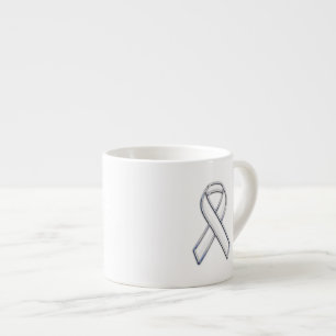 Tasse Expresso Chrome Style White Ribbon Awareness