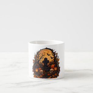 Tasse Expresso Cimetière gothique hanté au clair de lune Hallowee