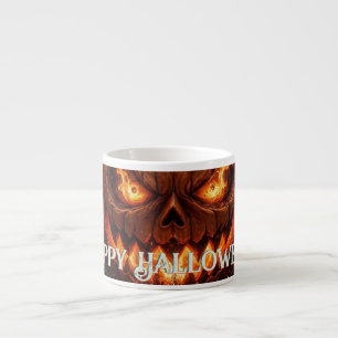 Tasse Expresso Citrouille aux yeux flamboyants Joyeux Halloween A