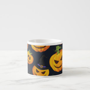 Tasse Expresso Citrouille d'Halloween : Motif de sorcière Vintage