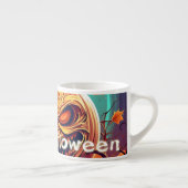 Tasse Expresso Citrouille orange effrayant avec visage, Halloween (Droite)