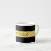Tasse Expresso Classy Faux Gold Stripe & Black Arrière - plan ou  (Devant droit)