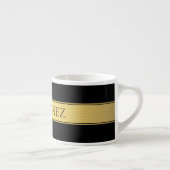 Tasse Expresso Classy Faux Gold Stripe & Black Arrière - plan ou  (Droite)