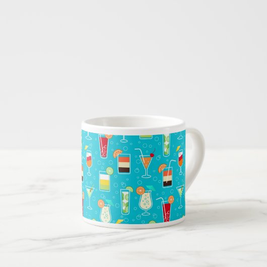 Tasse Expresso Cocktail Motif sur Arrière - plan Turquoise (Devant droit)